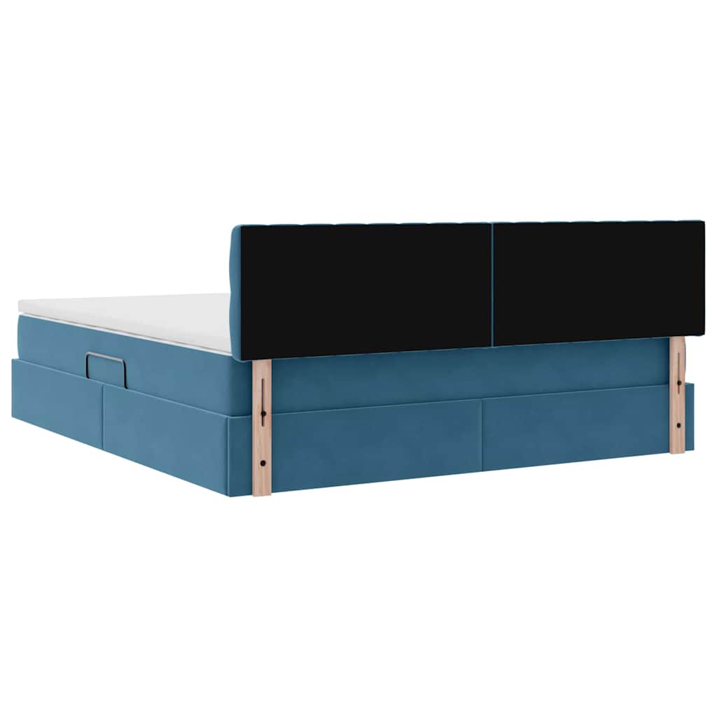 vidaXL Κρεβάτι Αποθήκης με στρώμα Σκούρο Μπλε 160 x 200 cm Βελούδο