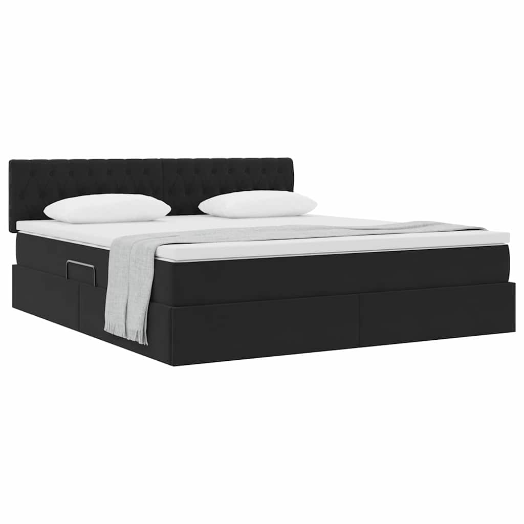 vidaXL Κρεβάτι Αποθήκης με στρώμα Μαύρο 180 x 200 cm Βελούδο