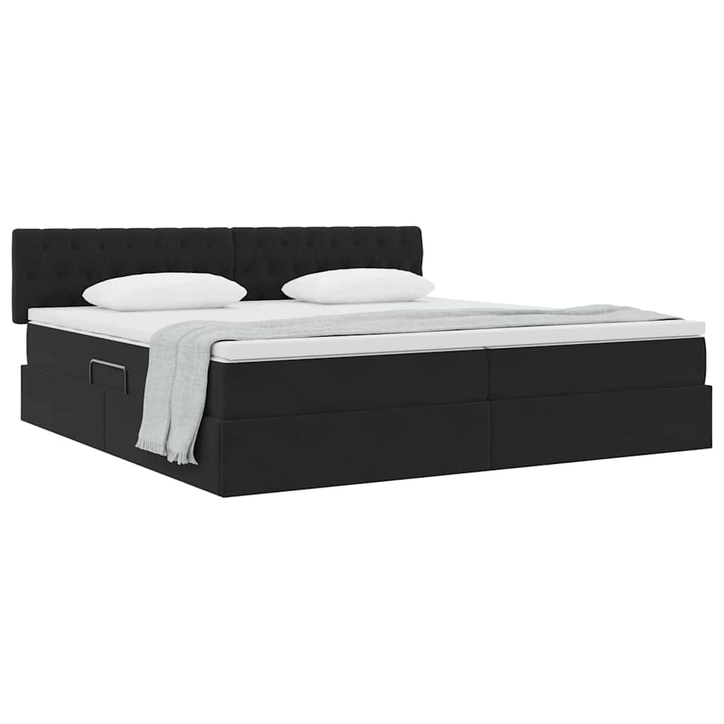 vidaXL Κρεβάτι Αποθήκης με στρώμα Μαύρο 200 x 200 cm Βελούδο