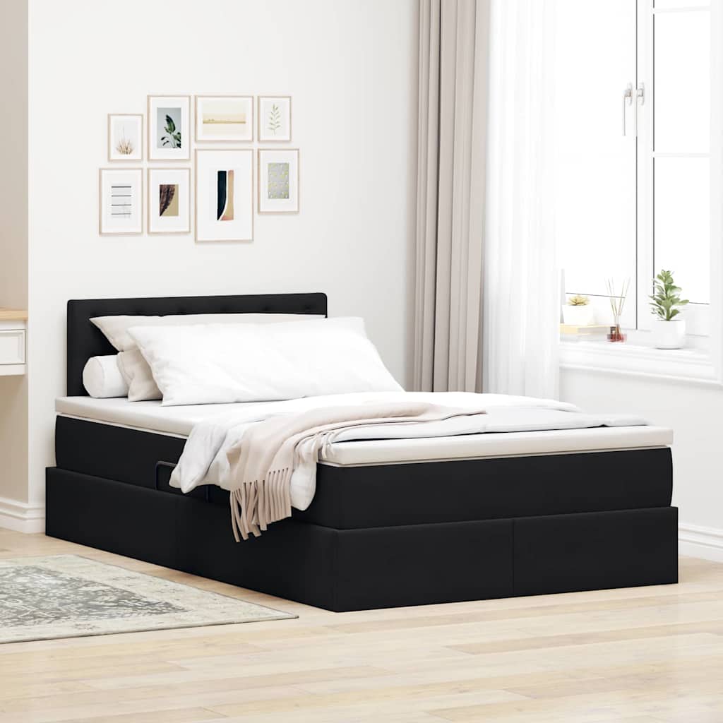 vidaXL Κρεβάτι Αποθήκης με στρώμα Μαύρο 120 x 200 cm Βελούδο