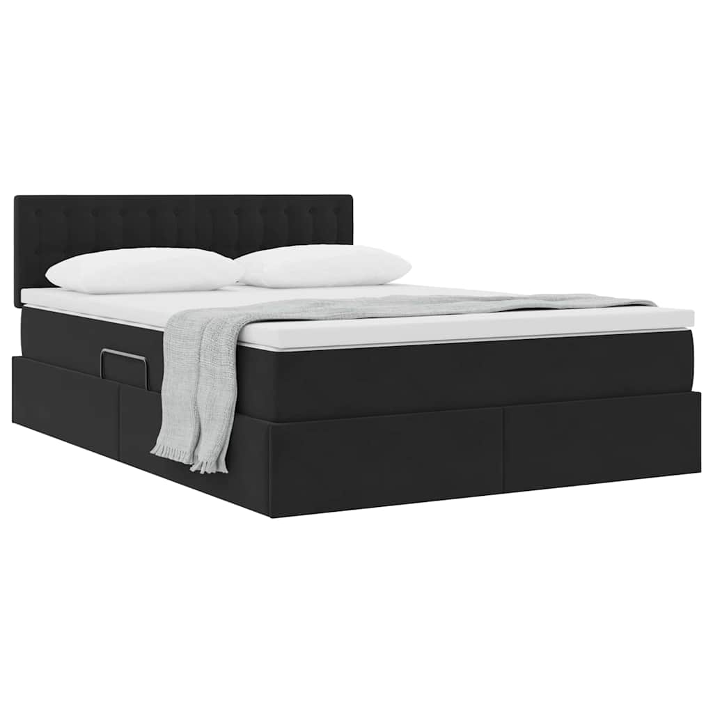 vidaXL Κρεβάτι Αποθήκης με στρώμα Μαύρο 140 x 190 cm Βελούδο