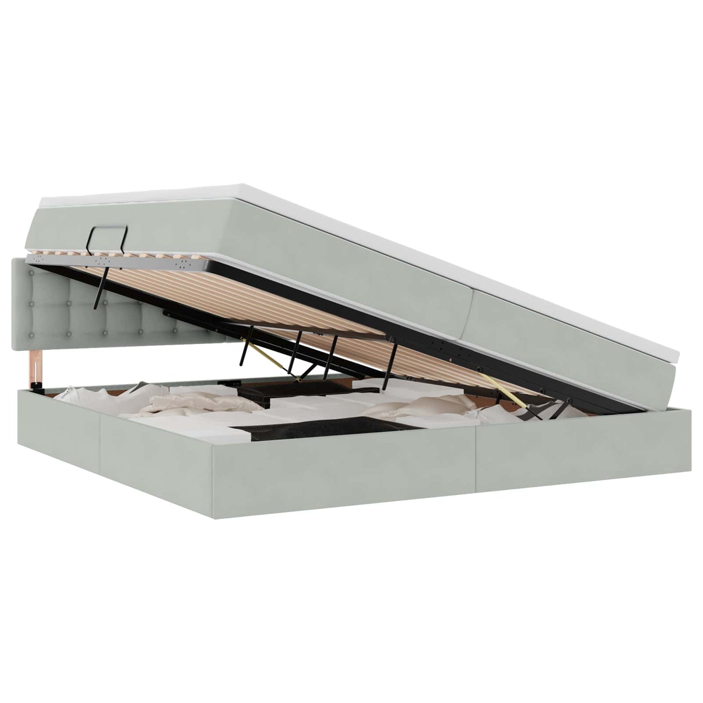 vidaXL Κρεβάτι Αποθήκης με κεφαλάρι Ανοιχτό γκρι 200 x 200 cm Βελούδο