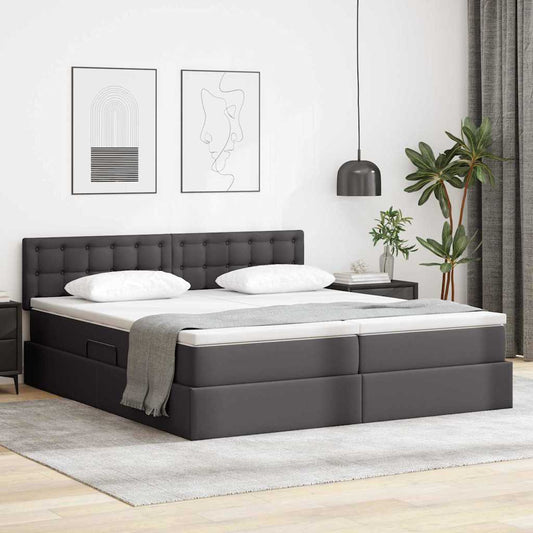 vidaXL Κρεβάτι Αποθήκης με στρώμα Γκρι 180 x 200 cm Τεχνητό Δέρμα