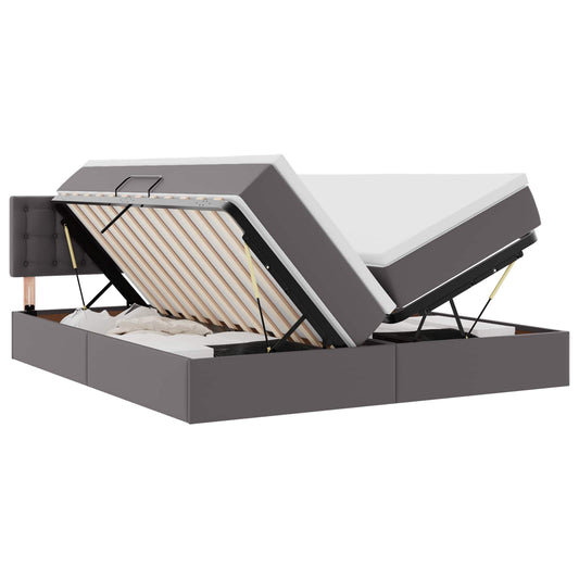 vidaXL Κρεβάτι Αποθήκης με στρώμα Γκρι 180 x 200 cm Τεχνητό Δέρμα