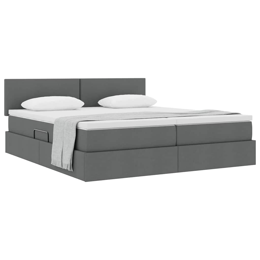 vidaXL Κρεβάτι Αποθήκης Σκούρο Γκρι 200 x 200 cm Τεχνητό Δέρμα