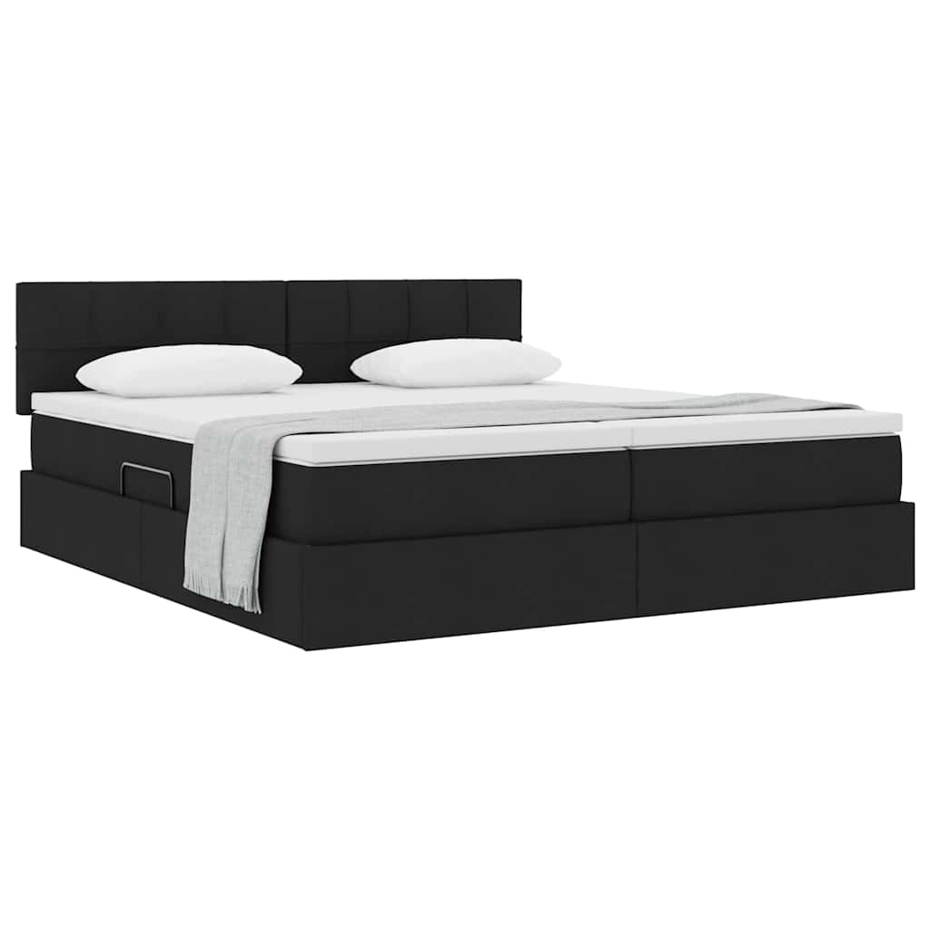 vidaXL Κρεβάτι Αποθήκης με στρώμα Μαύρο 180 x 200 cm Τεχνητό Δέρμα