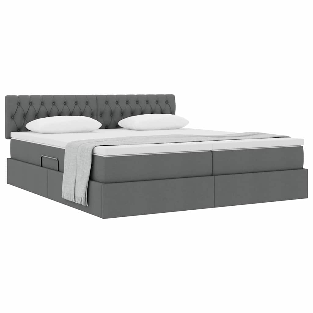 vidaXL Κρεβάτι Αποθήκης Σκούρο Γκρι 180 x 200 cm Τεχνητό Δέρμα