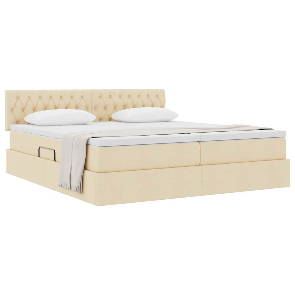 vidaXL Κρεβάτι Αποθήκης με στρώμα Κρέμ 180 x 200 cm Τεχνητό Δέρμα
