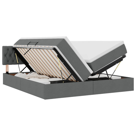 vidaXL Κρεβάτι Αποθήκης Σκούρο Γκρι 200 x 200 cm Τεχνητό Δέρμα