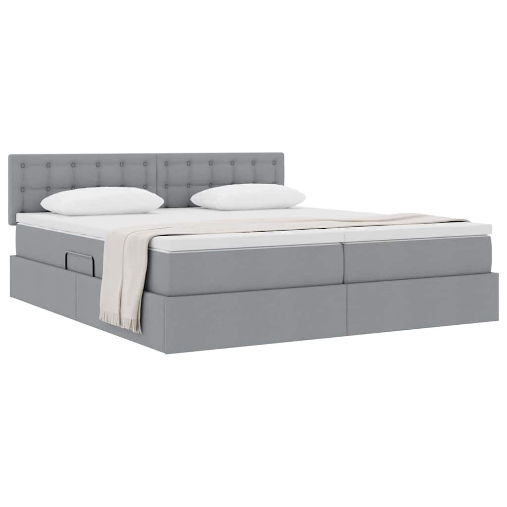 vidaXL Κρεβάτι Αποθήκης Ανοιχτό γκρι 180 x 200 cm Τεχνητό Δέρμα