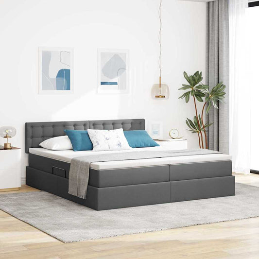vidaXL Κρεβάτι Αποθήκης Σκούρο Γκρι 180 x 200 cm Τεχνητό Δέρμα
