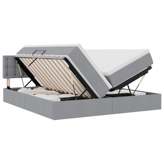 vidaXL Κρεβάτι Αποθήκης Ανοιχτό γκρι 200 x 200 cm Τεχνητό Δέρμα