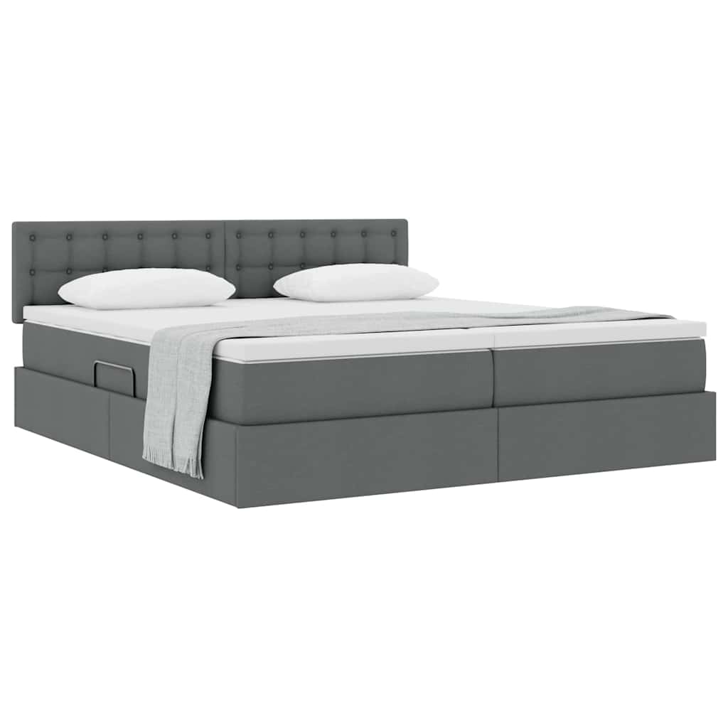 vidaXL Κρεβάτι Αποθήκης Σκούρο Γκρι 200 x 200 cm Τεχνητό Δέρμα