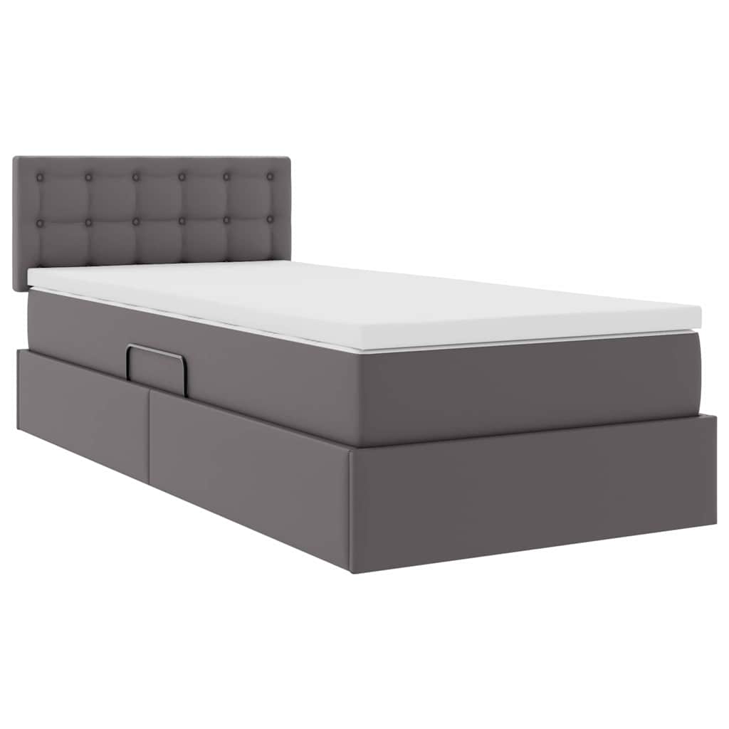 vidaXL Κρεβάτι με αποθηκευτικό χώρο και LED Γκρι 90 x 190 cm