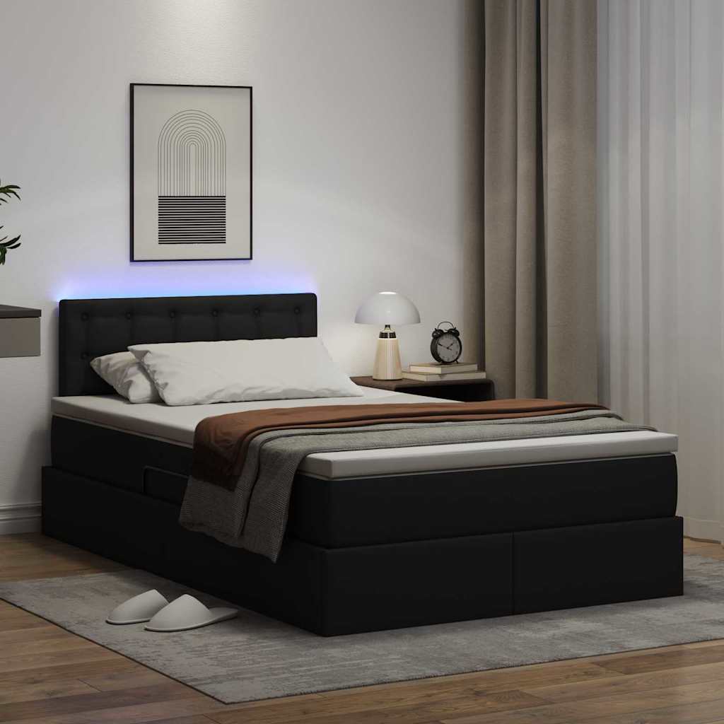 vidaXL Κρεβάτι με αποθηκευτικό χώρο και LED Μαύρο 120 x 190 cm