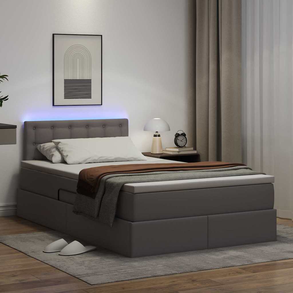 vidaXL Κρεβάτι με αποθηκευτικό χώρο και LED Γκρι 120 x 200 cm