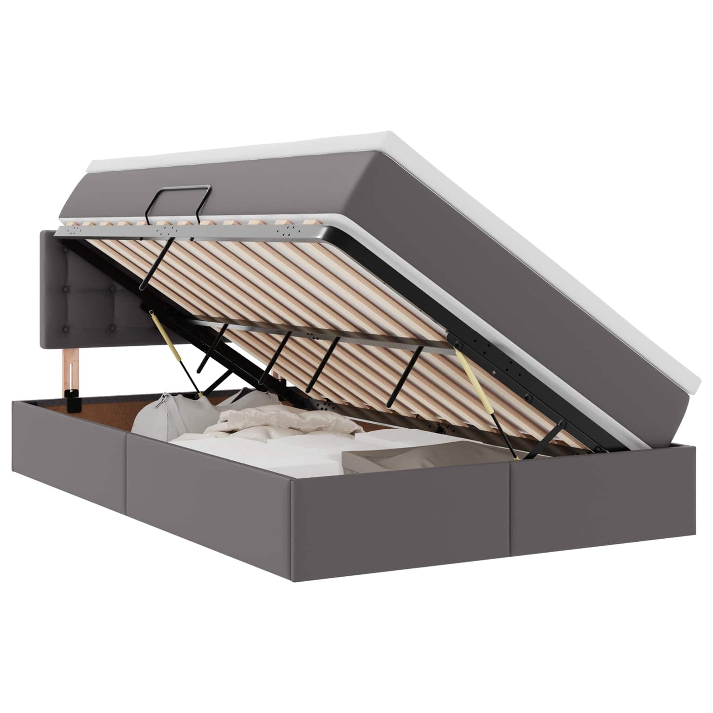 vidaXL Κρεβάτι με αποθηκευτικό χώρο και LED Γκρι 120 x 200 cm