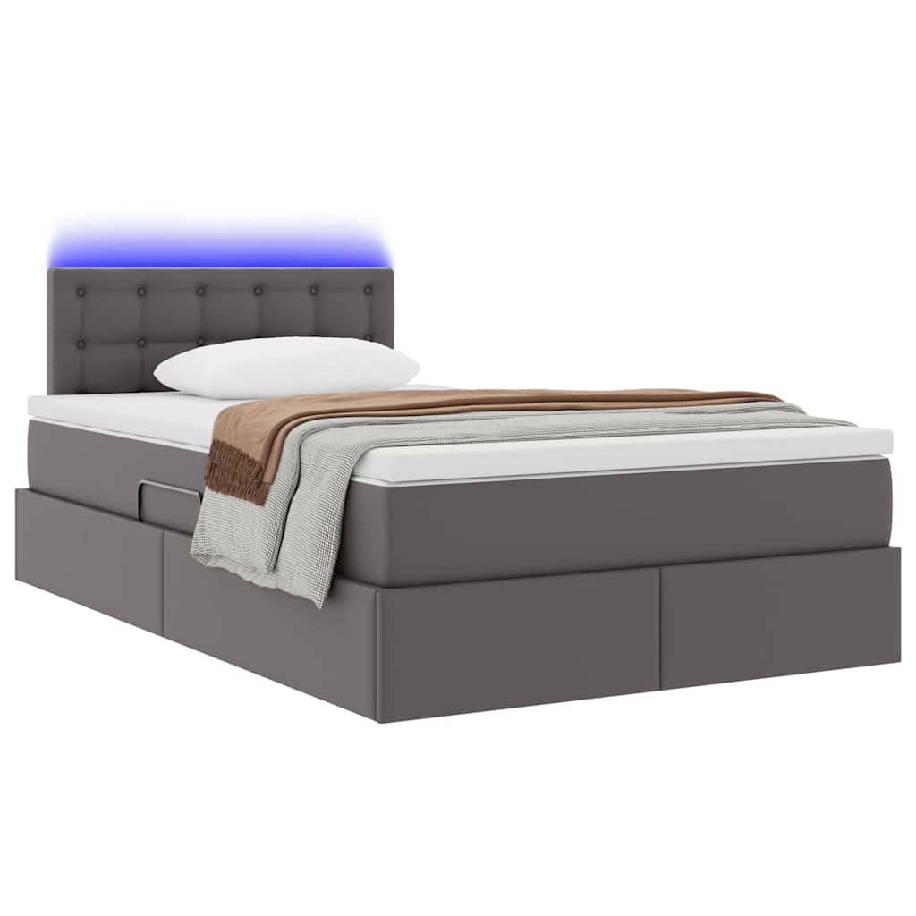 vidaXL Κρεβάτι με αποθηκευτικό χώρο και LED Γκρι 120 x 200 cm