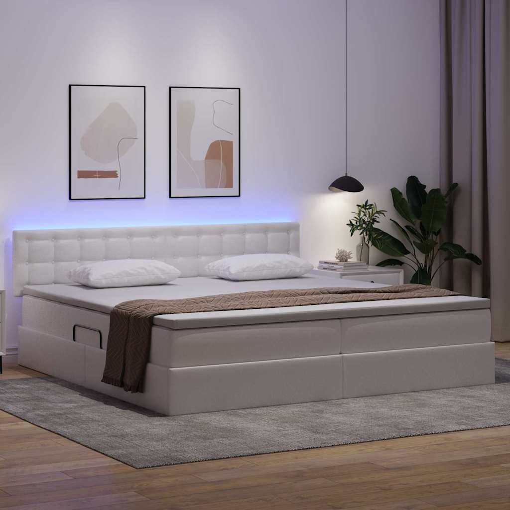 vidaXL Κρεβάτι με αποθηκευτικό χώρο και LED Ανοιχτό γκρι 200 x 200 cm