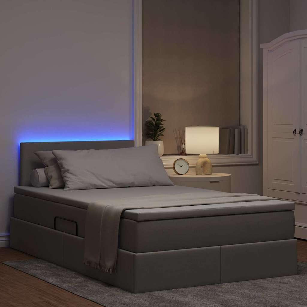 vidaXL LED Κρεβάτι αποθήκευσης με στρώμα Taupe 120 x 200 cm Ύφασμα