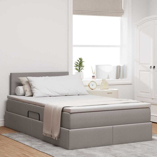 vidaXL LED Κρεβάτι αποθήκευσης με στρώμα Taupe 120 x 200 cm Ύφασμα