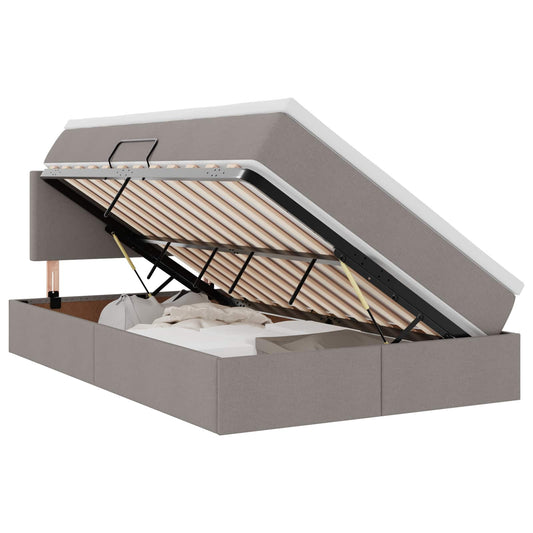 vidaXL LED Κρεβάτι αποθήκευσης με στρώμα Taupe 120 x 200 cm Ύφασμα