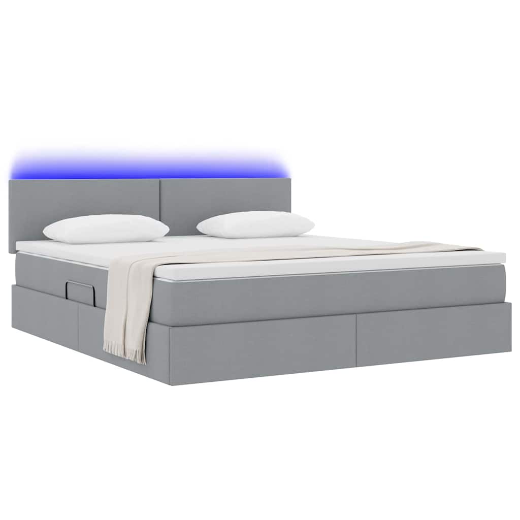 vidaXL LED Κρεβάτι αποθήκευσης με στρώμα Ανοιχτό γκρι 160 x 200 cm