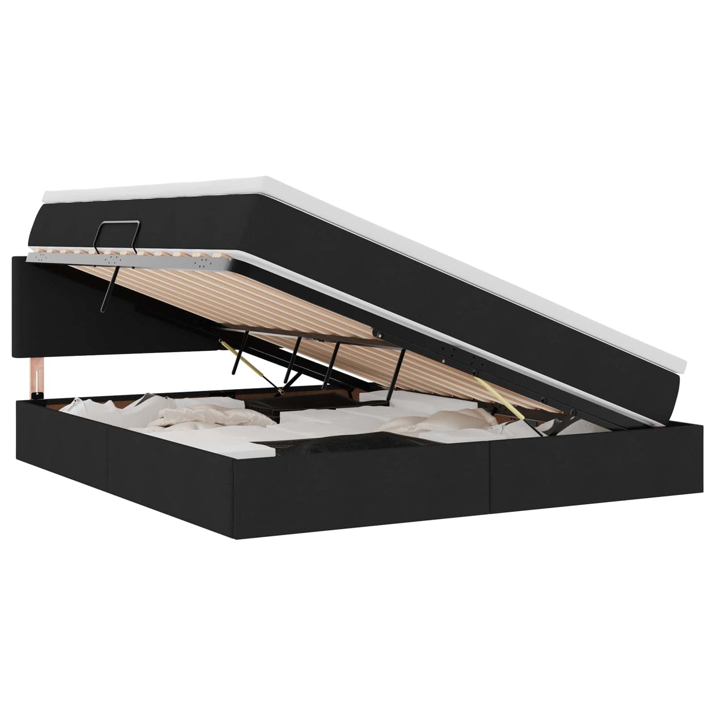 vidaXL LED Κρεβάτι αποθήκευσης με στρώμα Μαύρο 160 x 200 cm Ύφασμα