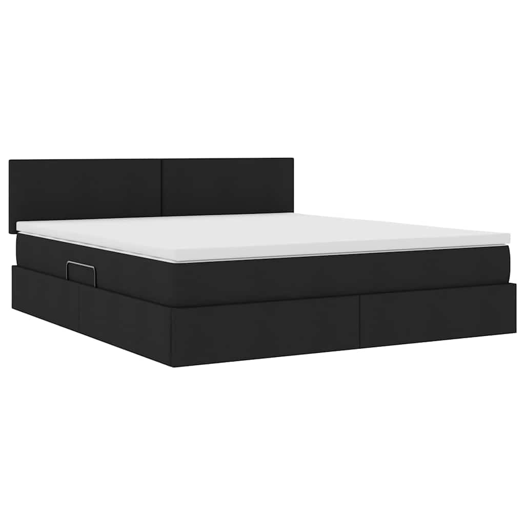 vidaXL LED Κρεβάτι αποθήκευσης με στρώμα Μαύρο 160 x 200 cm Ύφασμα