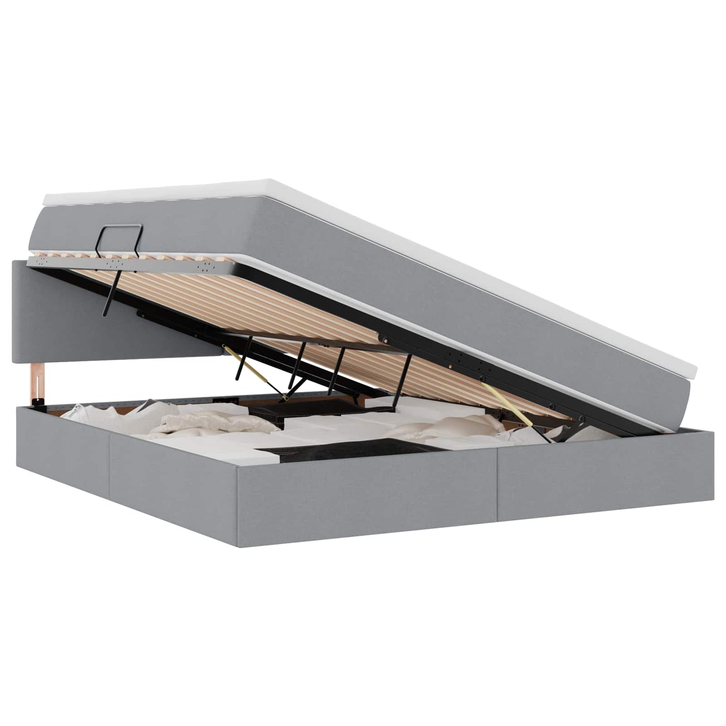 vidaXL LED Κρεβάτι αποθήκευσης με στρώμα Ανοιχτό γκρι 180 x 200 cm