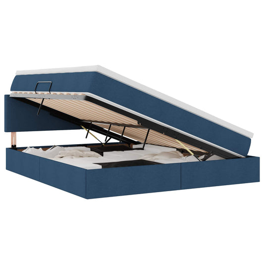 vidaXL LED Κρεβάτι αποθήκευσης με στρώμα Μπλε 180 x 200 cm Ύφασμα