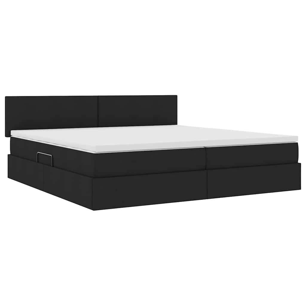 vidaXL LED Κρεβάτι αποθήκευσης με στρώμα Μαύρο 200 x 200 cm Ύφασμα