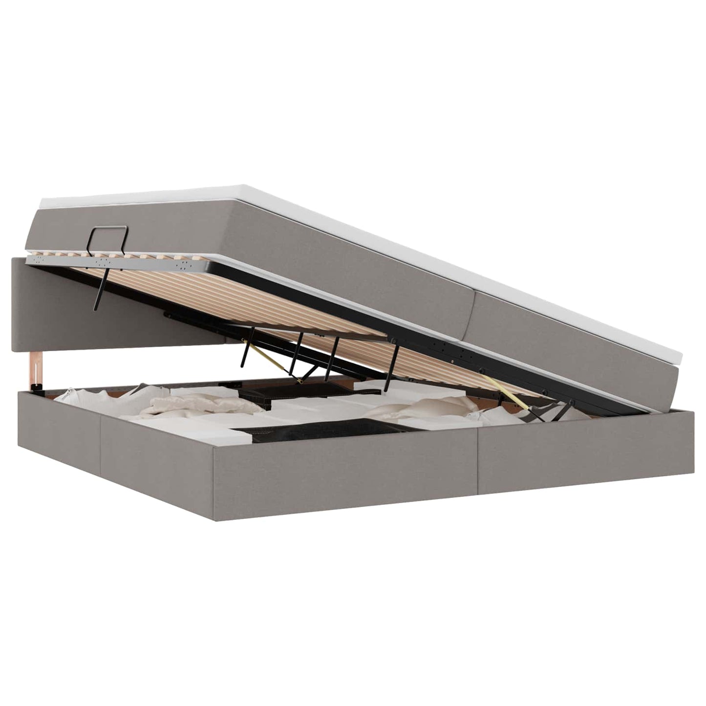 vidaXL LED Κρεβάτι αποθήκευσης με στρώμα Taupe 200 x 200 cm Ύφασμα