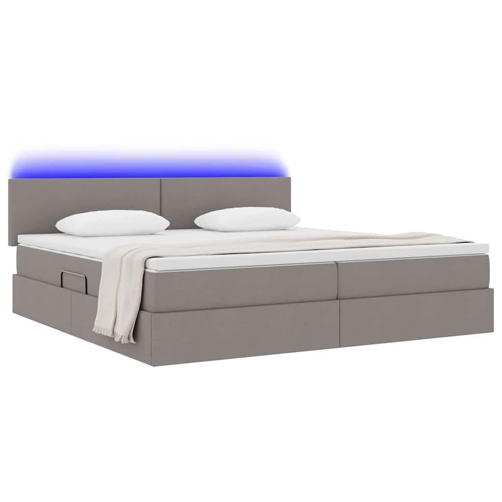 vidaXL LED Κρεβάτι αποθήκευσης με στρώμα Taupe 200 x 200 cm Ύφασμα