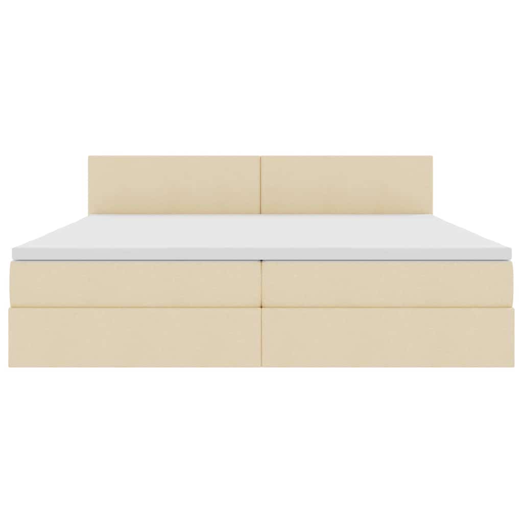 vidaXL LED Κρεβάτι αποθήκευσης με στρώμα Κρέμ 200 x 200 cm Ύφασμα