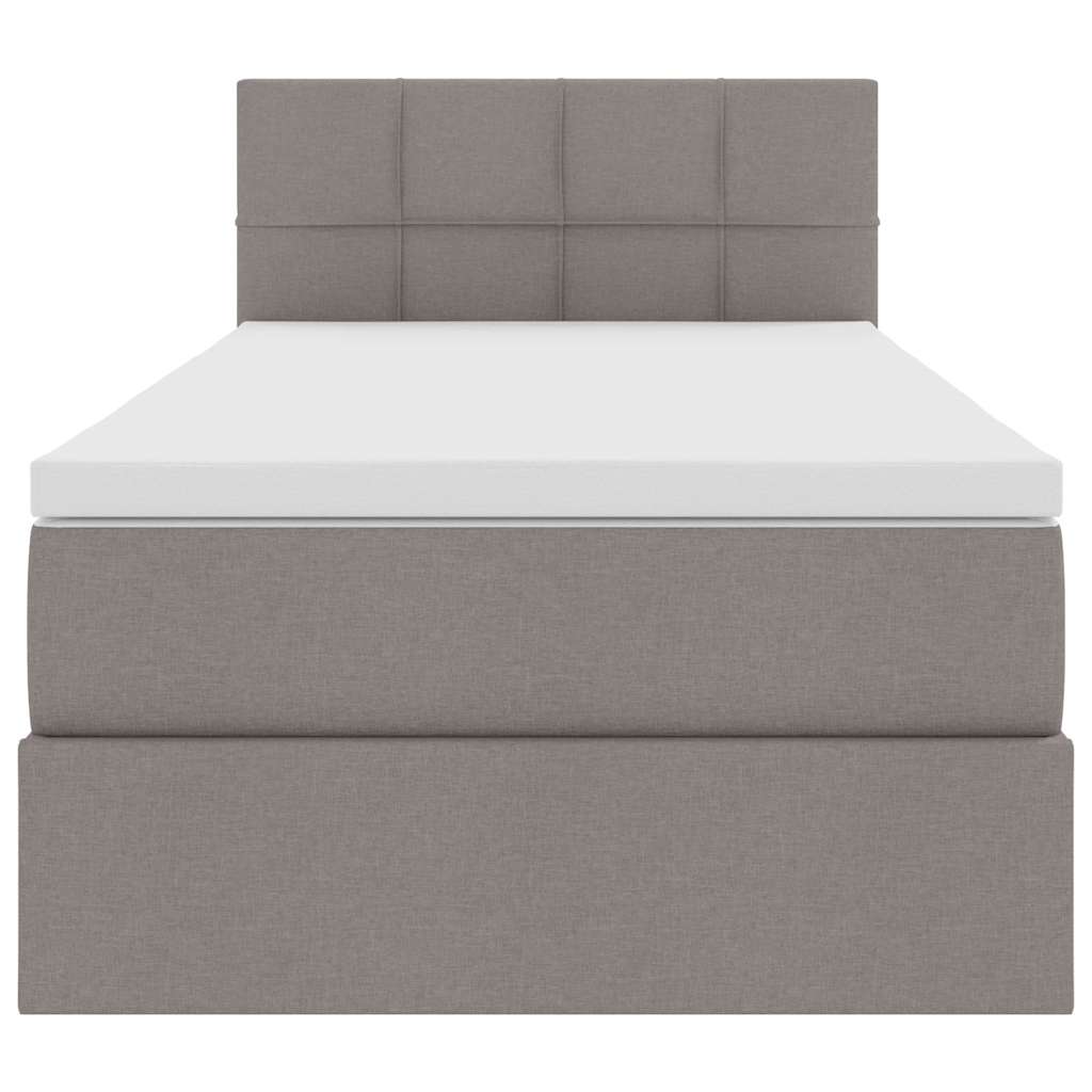 vidaXL LED Κρεβάτι αποθήκευσης με στρώμα Taupe 90 x 190 cm Ύφασμα