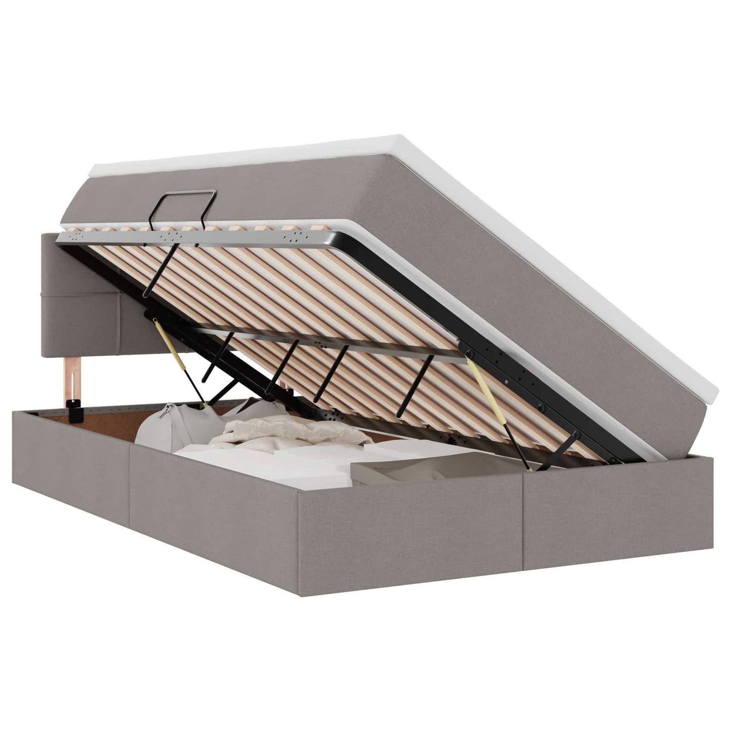 vidaXL LED Κρεβάτι αποθήκευσης με στρώμα Taupe 120 x 200 cm Ύφασμα