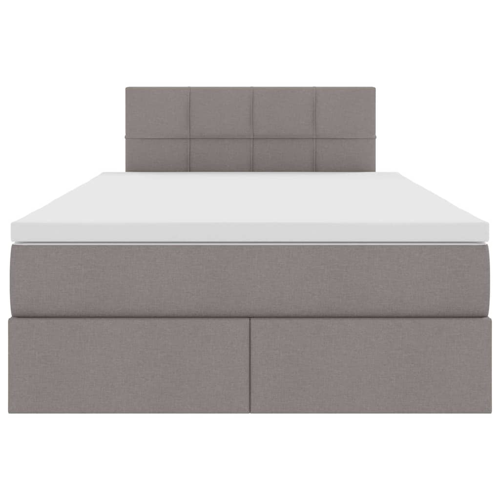 vidaXL LED Κρεβάτι αποθήκευσης με στρώμα Taupe 120 x 200 cm Ύφασμα