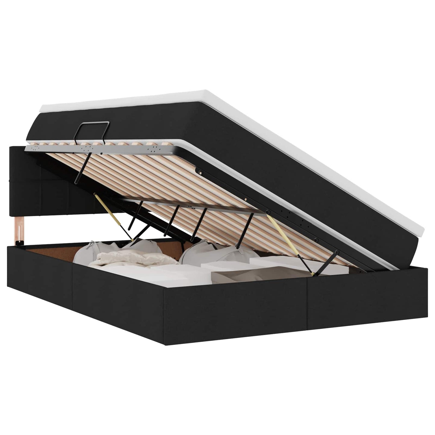 vidaXL LED Κρεβάτι αποθήκευσης με στρώμα Μαύρο 140 x 190 cm Ύφασμα