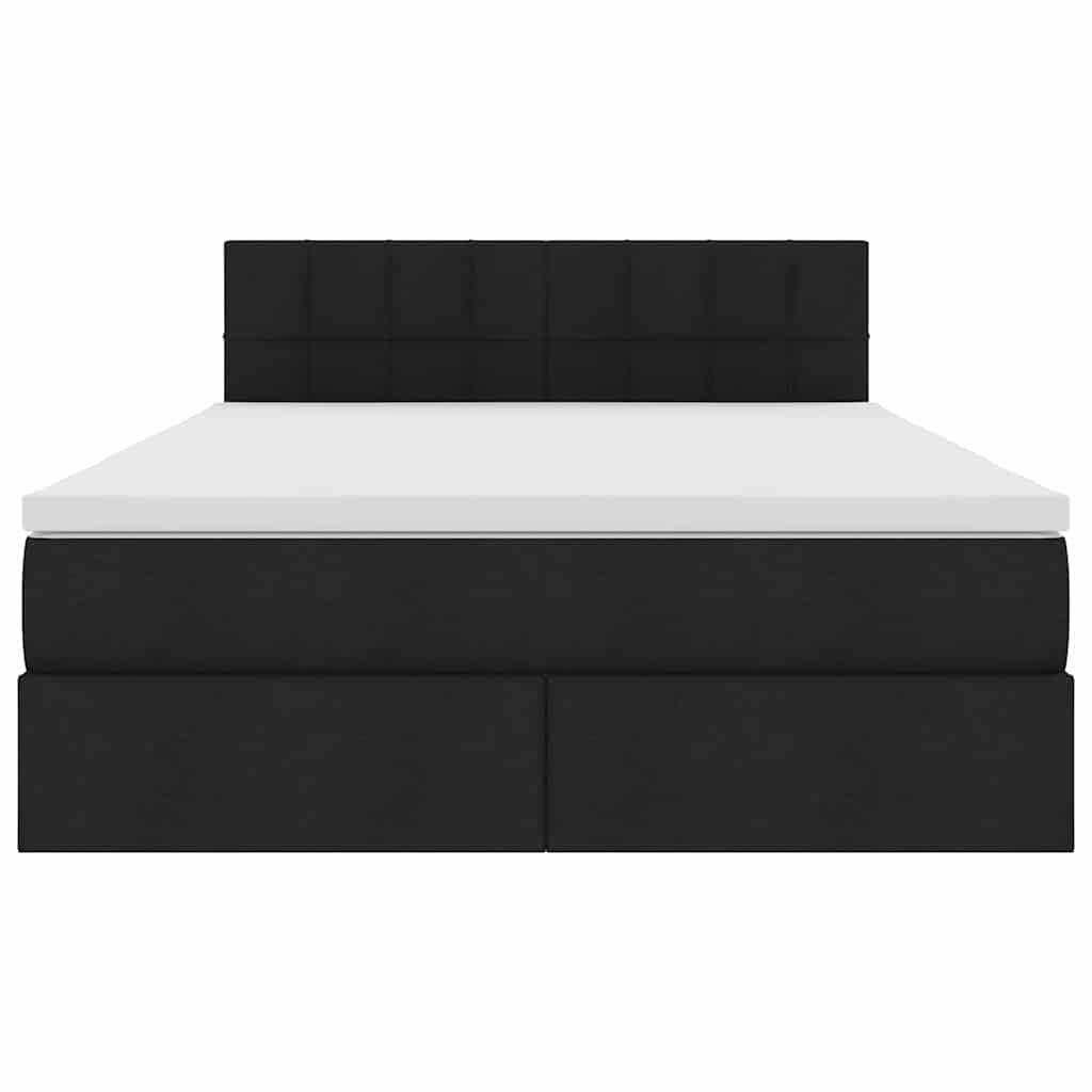 vidaXL LED Κρεβάτι αποθήκευσης με στρώμα Μαύρο 140 x 190 cm Ύφασμα