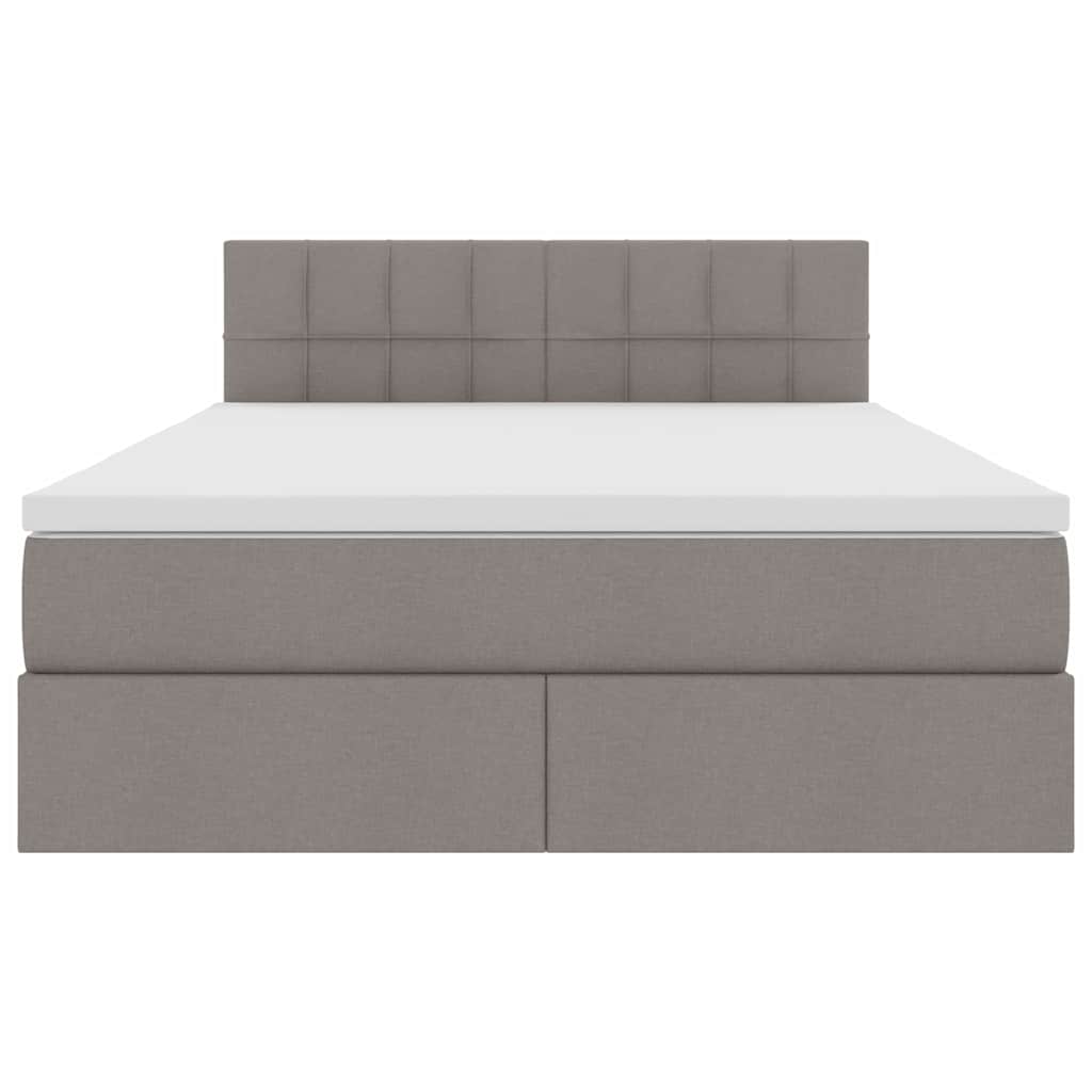 vidaXL LED Κρεβάτι αποθήκευσης με στρώμα Taupe 140 x 200 cm Ύφασμα