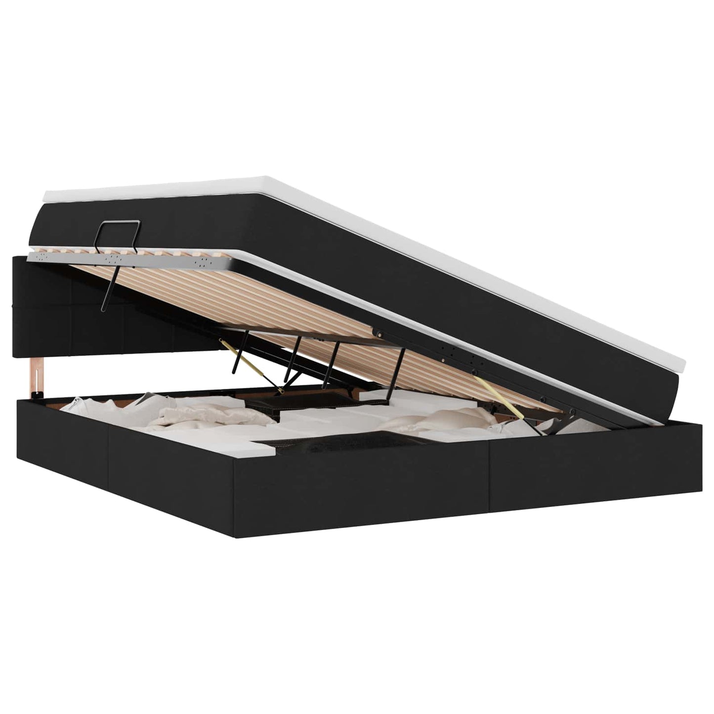 vidaXL LED Κρεβάτι αποθήκευσης με στρώμα Μαύρο 180 x 200 cm Ύφασμα