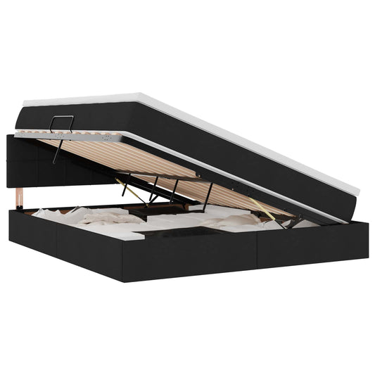 vidaXL LED Κρεβάτι αποθήκευσης με στρώμα Μαύρο 180 x 200 cm Ύφασμα