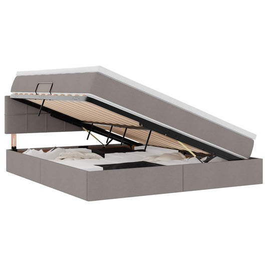 vidaXL LED Κρεβάτι αποθήκευσης με στρώμα Taupe 180 x 200 cm Ύφασμα