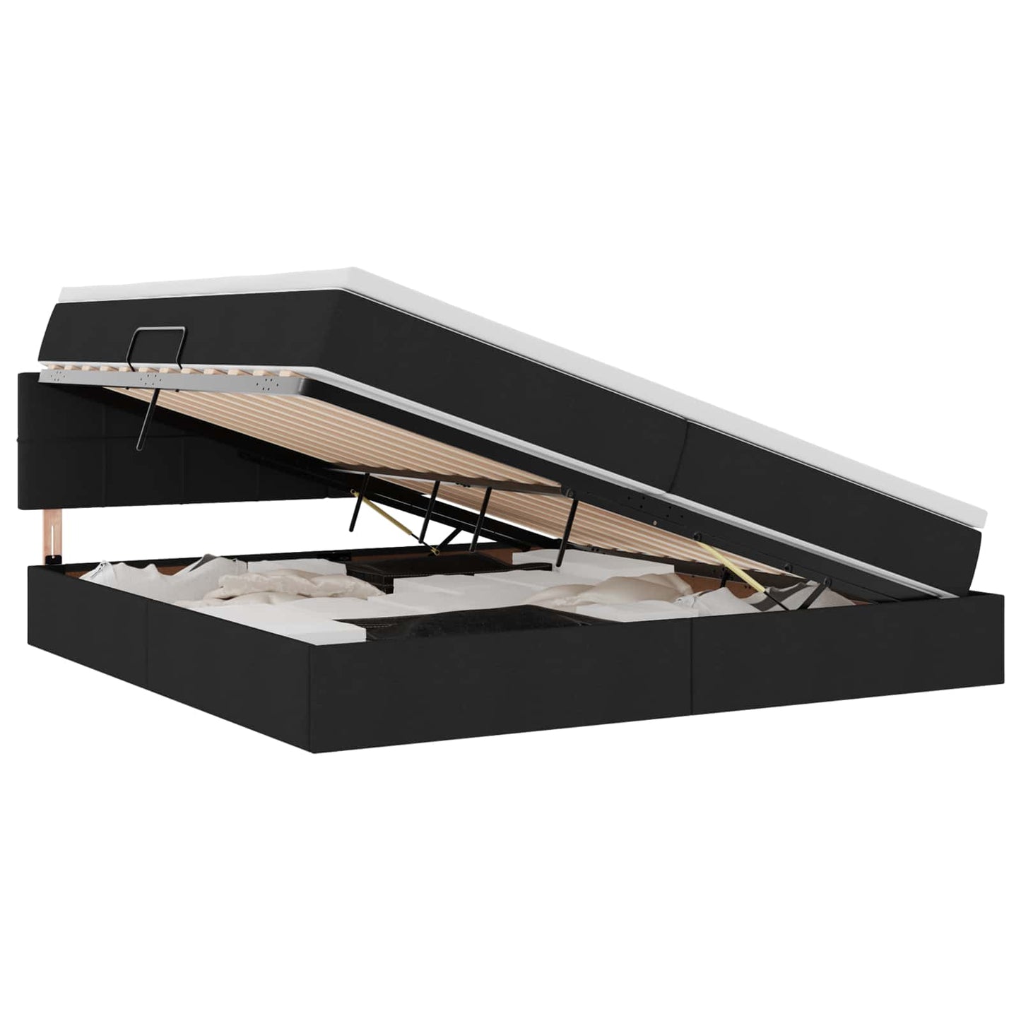 vidaXL LED Κρεβάτι αποθήκευσης με στρώμα Μαύρο 200 x 200 cm Ύφασμα