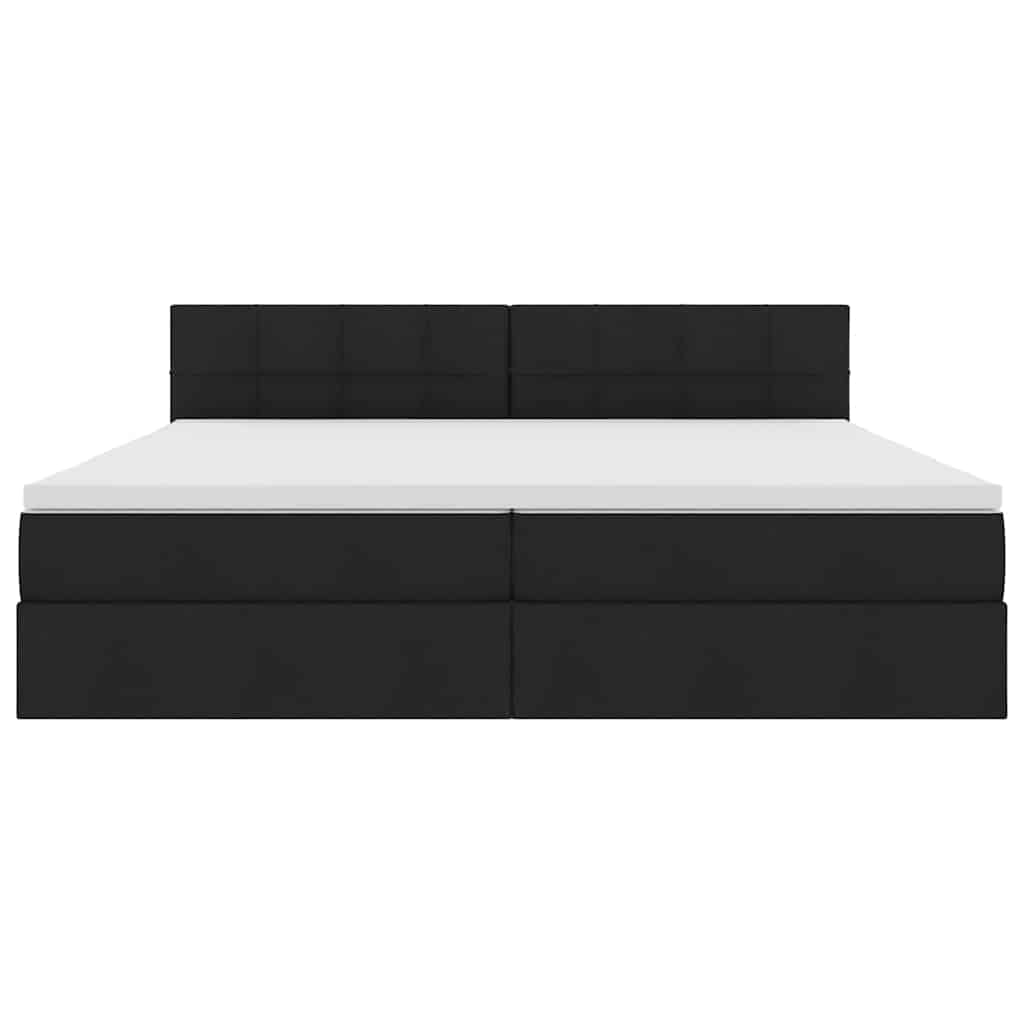 vidaXL LED Κρεβάτι αποθήκευσης με στρώμα Μαύρο 200 x 200 cm Ύφασμα