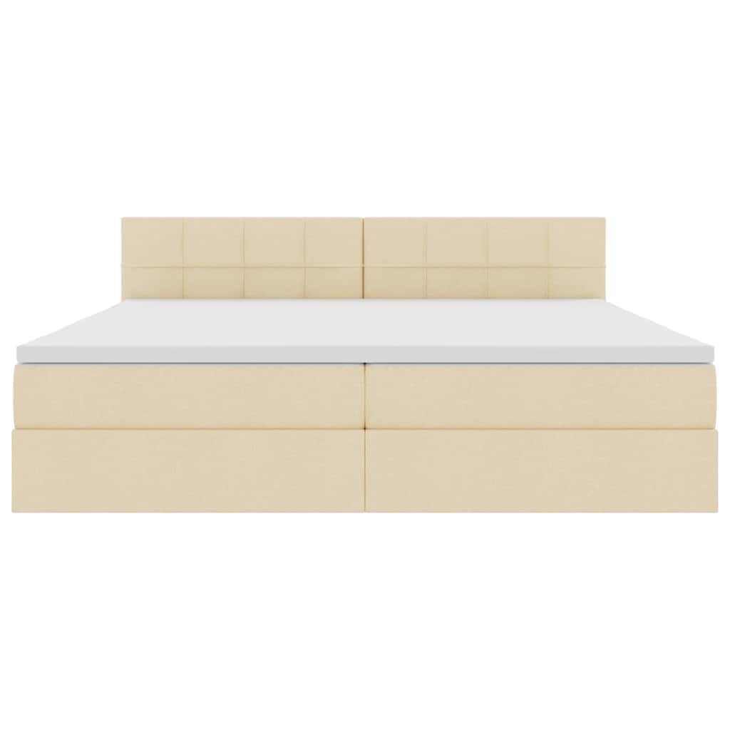 vidaXL LED Κρεβάτι αποθήκευσης με στρώμα Κρέμ 200 x 200 cm Ύφασμα