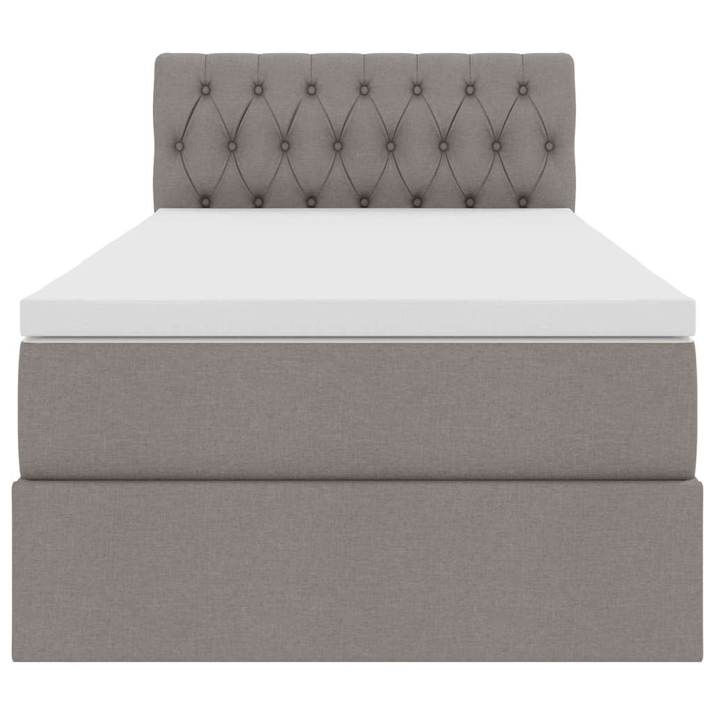 vidaXL LED Κρεβάτι αποθήκευσης με στρώμα Taupe 90 x 190 cm Ύφασμα