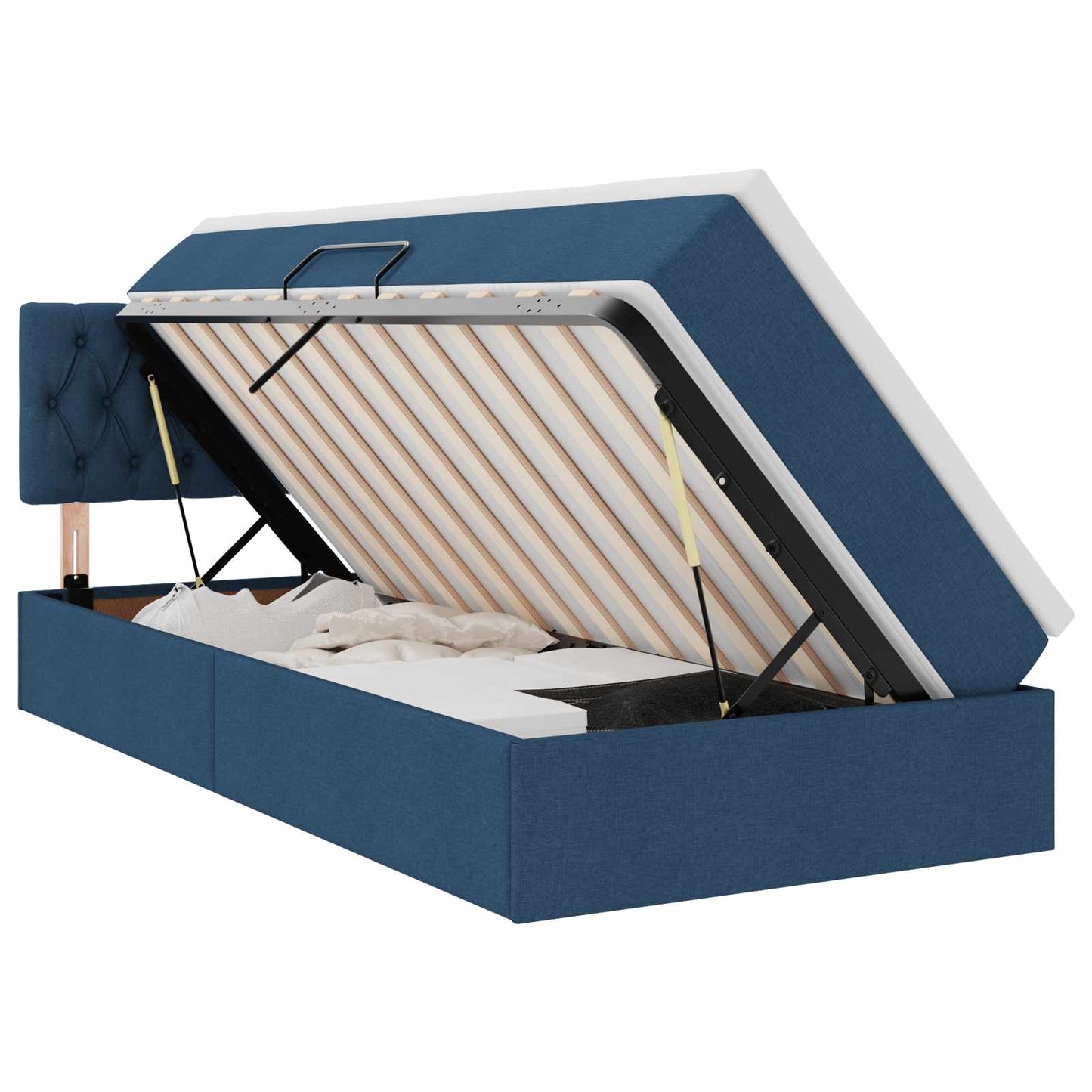 vidaXL LED Κρεβάτι αποθήκευσης με στρώμα Μπλε 100 x 200 cm Ύφασμα