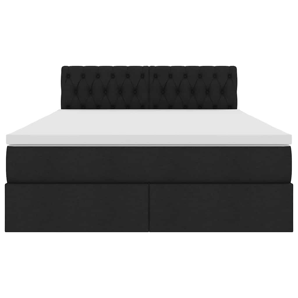 vidaXL LED Κρεβάτι αποθήκευσης με στρώμα Μαύρο 140 x 190 cm Ύφασμα